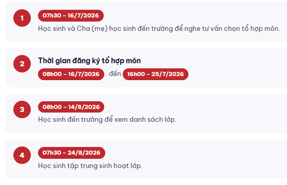 THÔNG BÁO Về việc chọn tổ hợp môn và xếp lớp 10 năm học 2026 – 2027